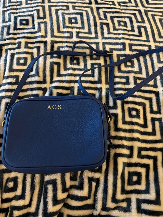 GiGi New York Handbags - GiGi New York Royal Blue Pebbled Leather Crossbody with Gold Monogram